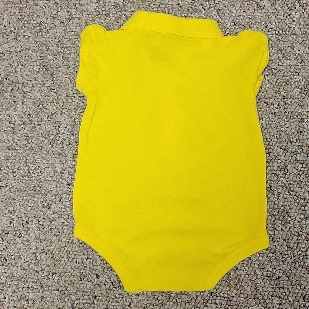 Ralph Lauren Bright Yellow Ruffle Front Bodysuit Infant Sz 6 Months